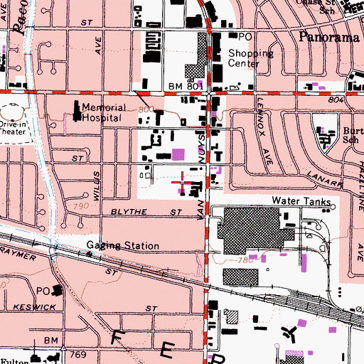 Topographic Map of Panorama High School, CA