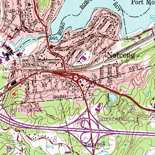 Topographic Map of Netcong Circle, NJ