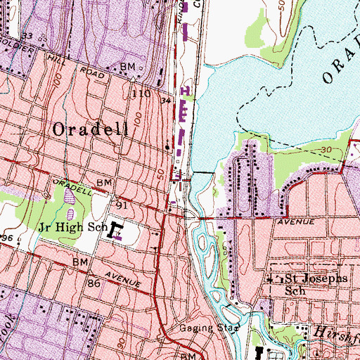 Topographic Map of Oradell Post Office, NJ