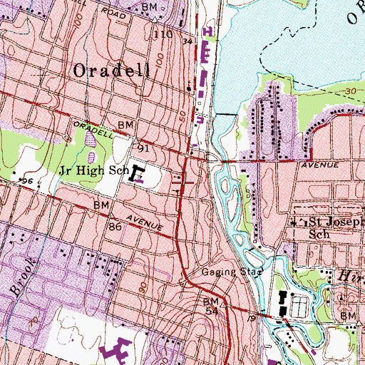 Topographic Map of Oradell Boro Hall, NJ