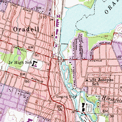 Topographic Map of Oradell Station, NJ