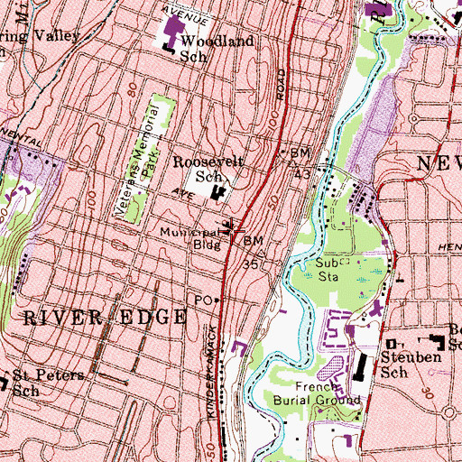 Topographic Map of River Edge Municipal Building, NJ