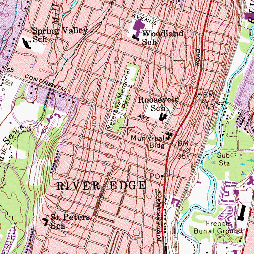 Topographic Map of River Edge Free Public Library, NJ
