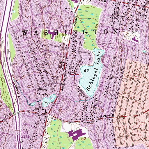 Topographic Map of Township of Washington Public Library, NJ