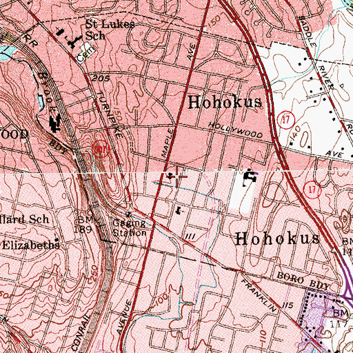 Topographic Map of Saint Bartholomew's Church, NJ