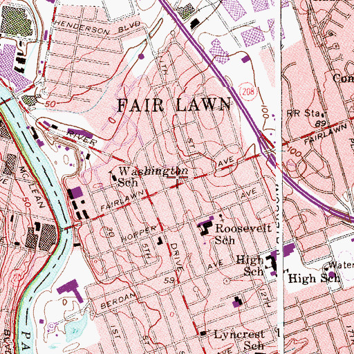 Topographic Map of Fair Lawn Municipal Building, NJ