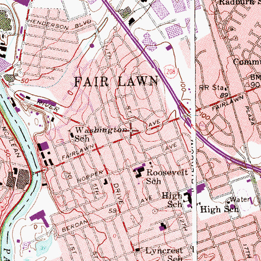 Topographic Map of Maurice M Pine Free Public Library, NJ