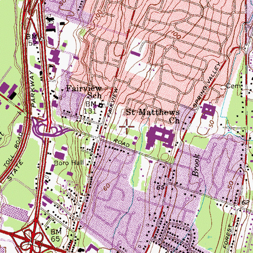 Topographic Map of George W Hodgins Stadium, NJ