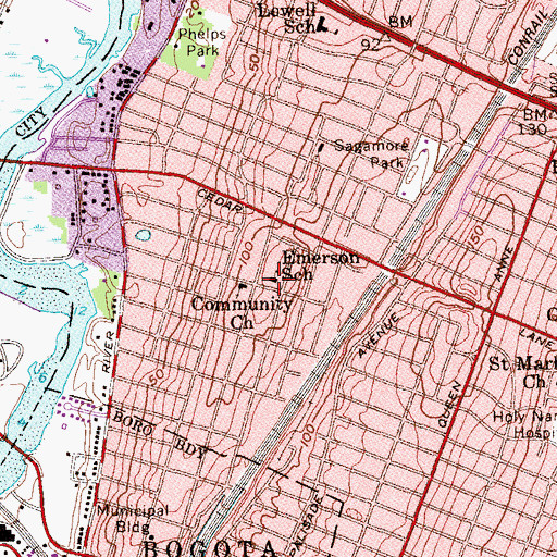 Topographic Map of Al-Ghazaly High School, NJ