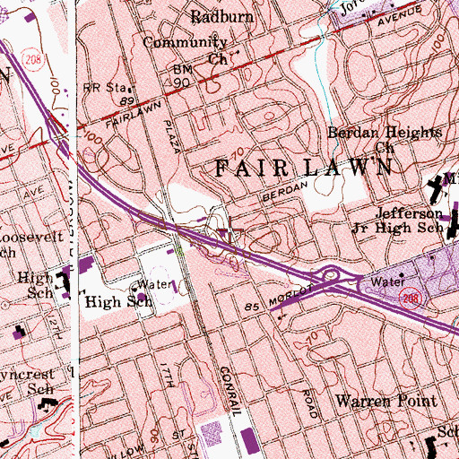 Topographic Map of Temple Avoda, NJ