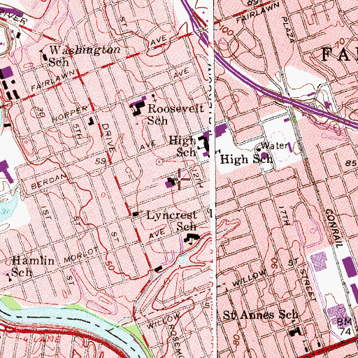 Topographic Map of Fair Lawn Jewish Center, NJ