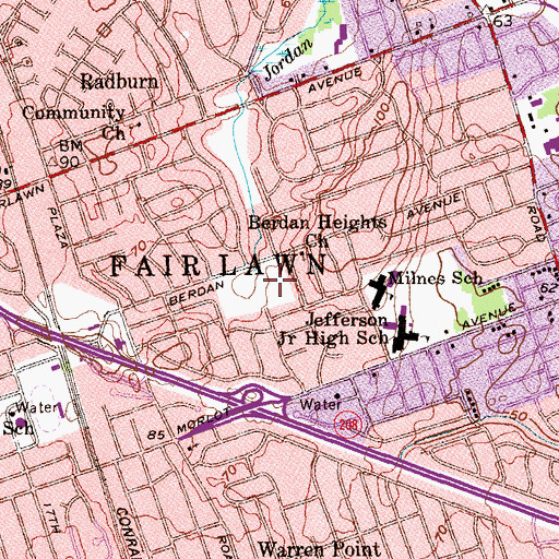 Topographic Map of Berdan Grove, NJ