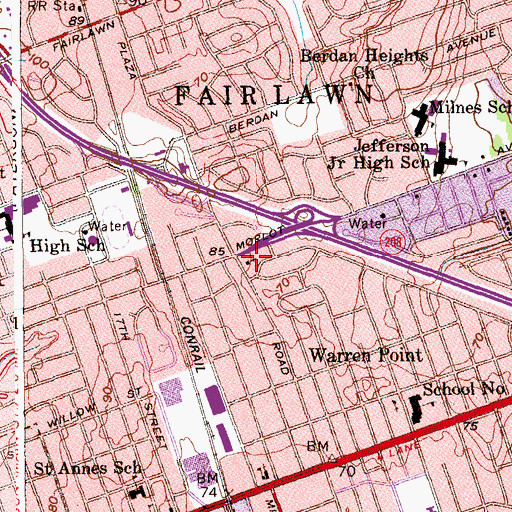 Topographic Map of Church of Christ, NJ