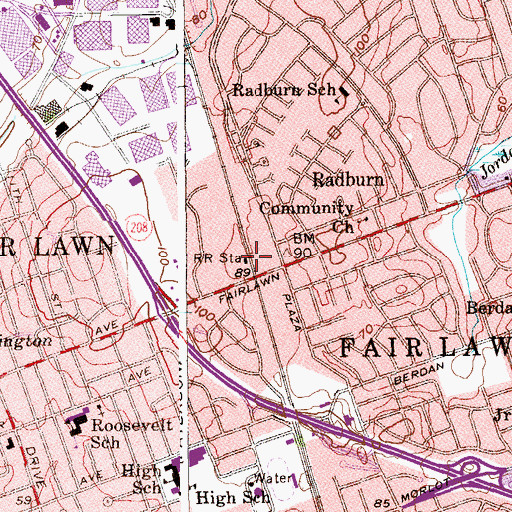 Topographic Map of Radburn Station, NJ