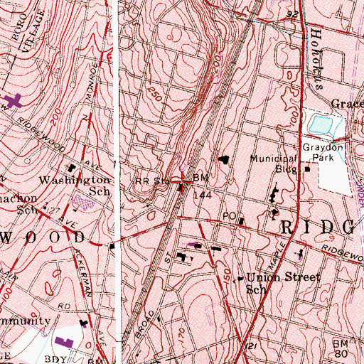 Topographic Map of Ridgewood Station, NJ