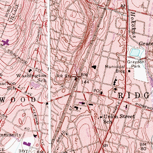 Topographic Map of Ridgewood Station, NJ