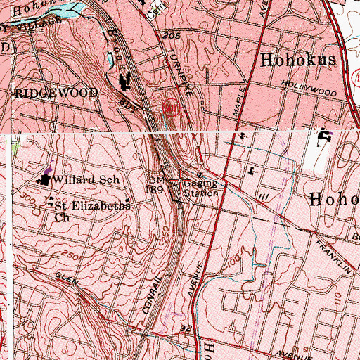 Topographic Map of Ho-Ho-Kus Station, NJ