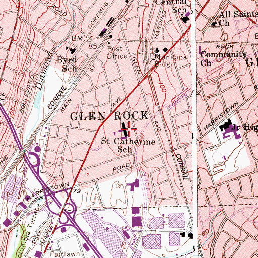 Topographic Map of Saint Catherines Roman Catholic Church, NJ