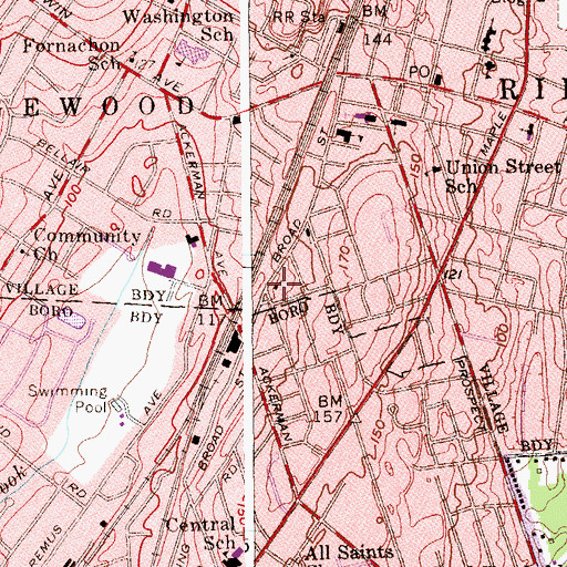 Topographic Map of Mount Bethel Baptist Church, NJ