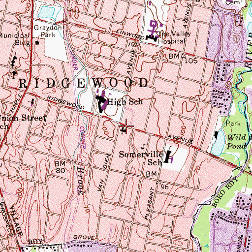Topographic Map of First Presbyterian Church, NJ