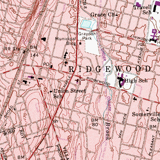 Topographic Map of Emmanuel Baptist Church, NJ