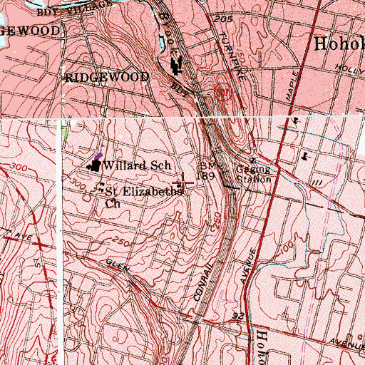 Topographic Map of Upper Ridgewood Community Church, NJ