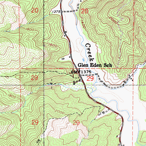 Topographic Map of Glen Eden School, CA