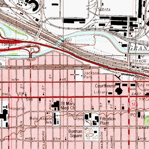 Topographic Map of Van Buren Terrace Historic District, IN