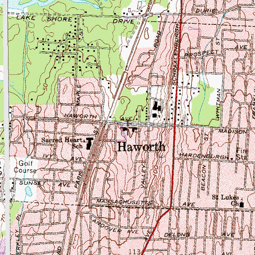 Topographic Map of Haworth Boro Hall, NJ