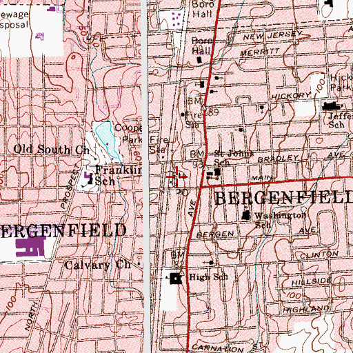 Topographic Map of Bergenfield Station, NJ