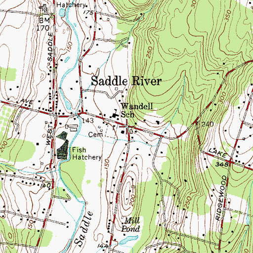 Topographic Map of Saddle River Boro Hall, NJ