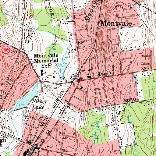 Topographic Map of Montvale Station, NJ