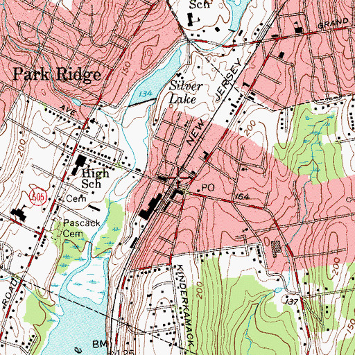 Topographic Map of Park Ridge Station, NJ