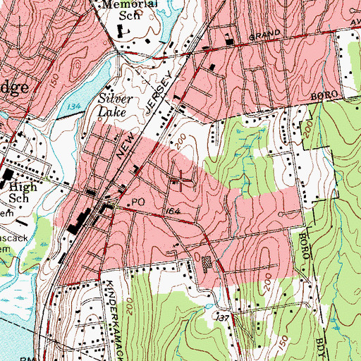 Topographic Map of Park Ridge United Methodist Church, NJ