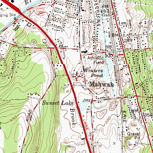 Topographic Map of Ramapo Lutheran Church Cemetery, NJ