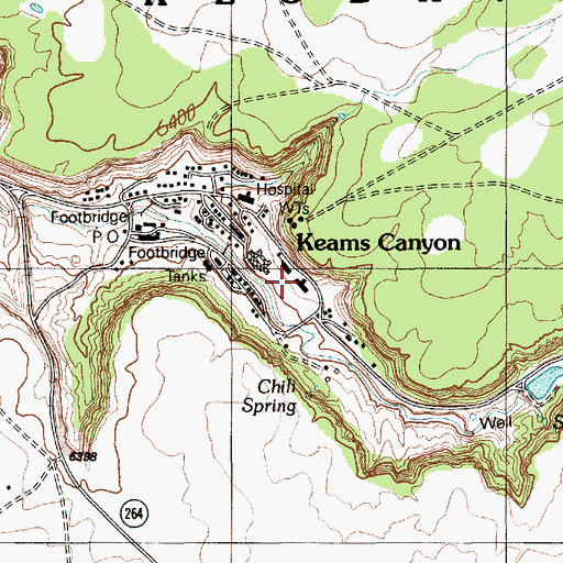 Topographic Map of Keams Canyon Day School, AZ