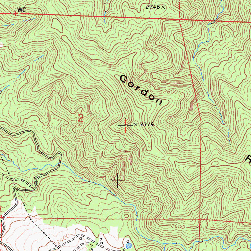 Topographic Map of Gordon Ridge, CA