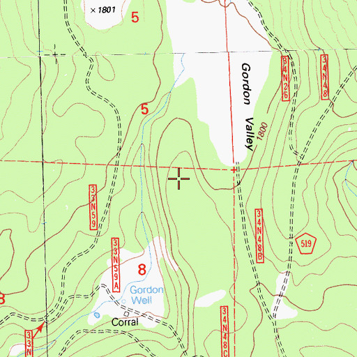Topographic Map of Gordon Valley, CA