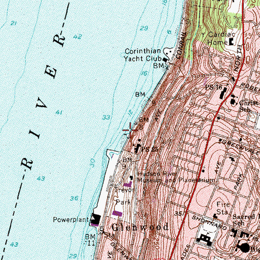 Topographic Map of Yonkers Yacht Club (historical), NY