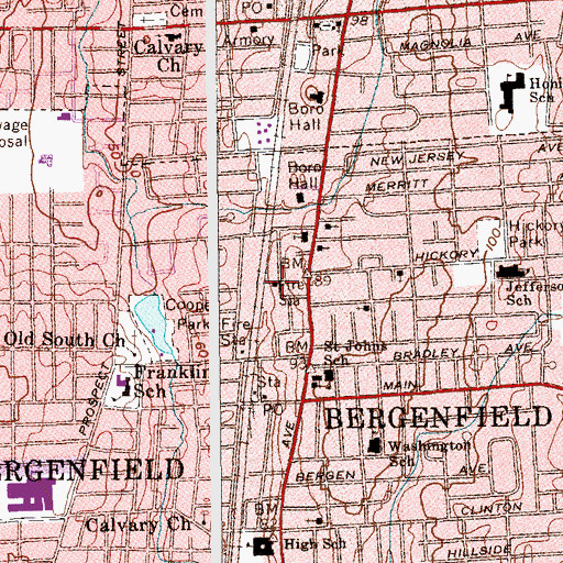 Topographic Map of Bergenfield Fire Company Number 2, NJ
