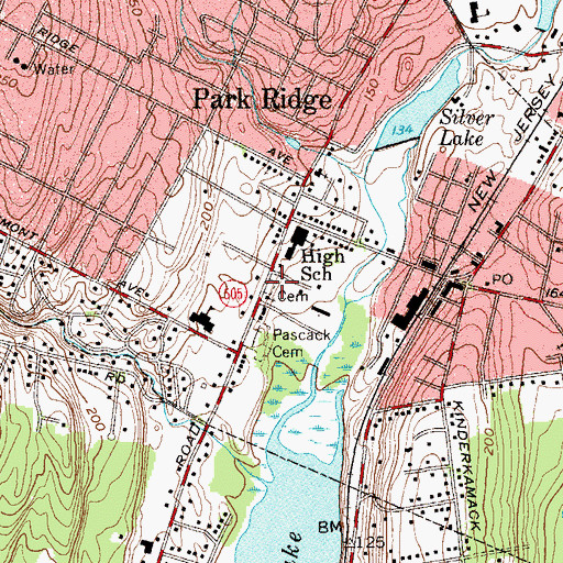 Topographic Map of Pascack Reformed Church Cemetery, NJ