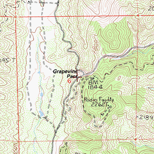 Topographic Map of Grapevine Pass, CA