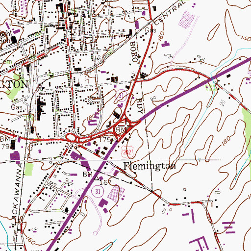 Topographic Map of Flemington Circle, NJ
