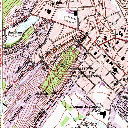 Topographic Map of Fort Nonsense Hill, NJ