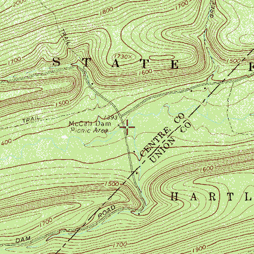 Topographic Map of McCall Dam (historical), PA