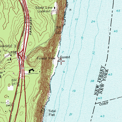 Topographic Map of Forest View Boat Basin (historical), NJ