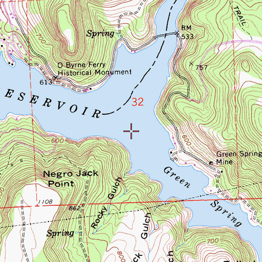 Topographic Map of Green Spring Run, CA