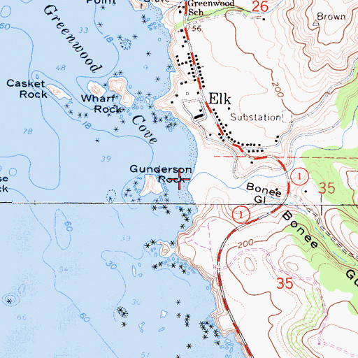 Topographic Map of Greenwood Creek, CA