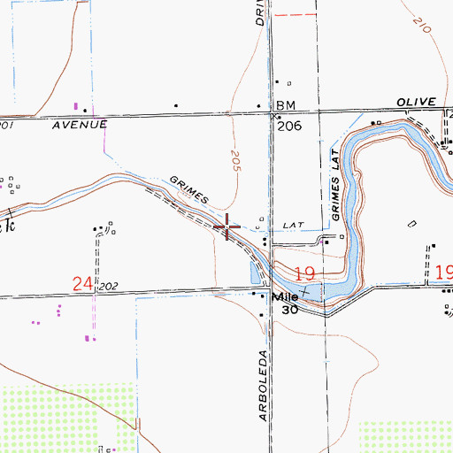 Topographic Map of Grimes Lateral, CA