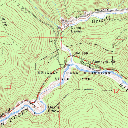 Topographic Map of Grizzly Creek, CA